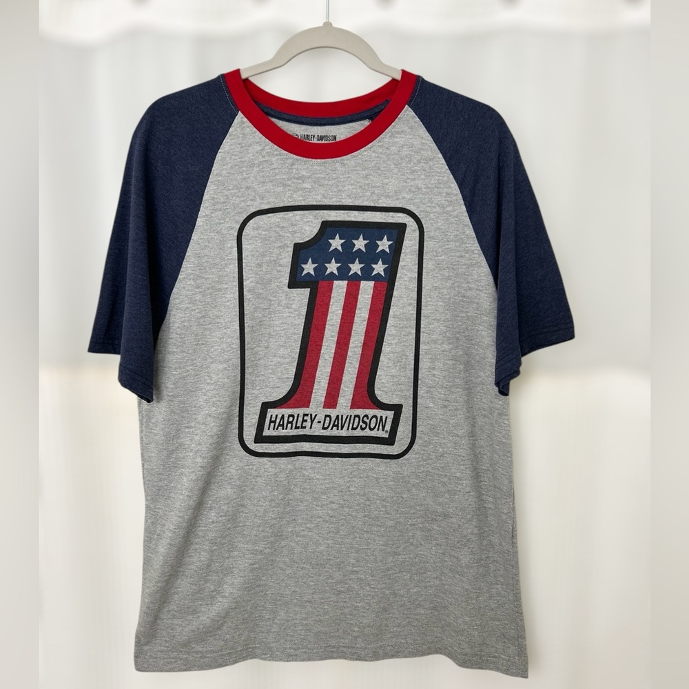 HARLEY DAVIDSON Patriotic Men's Classic #1 Knit Tee Size Medium
